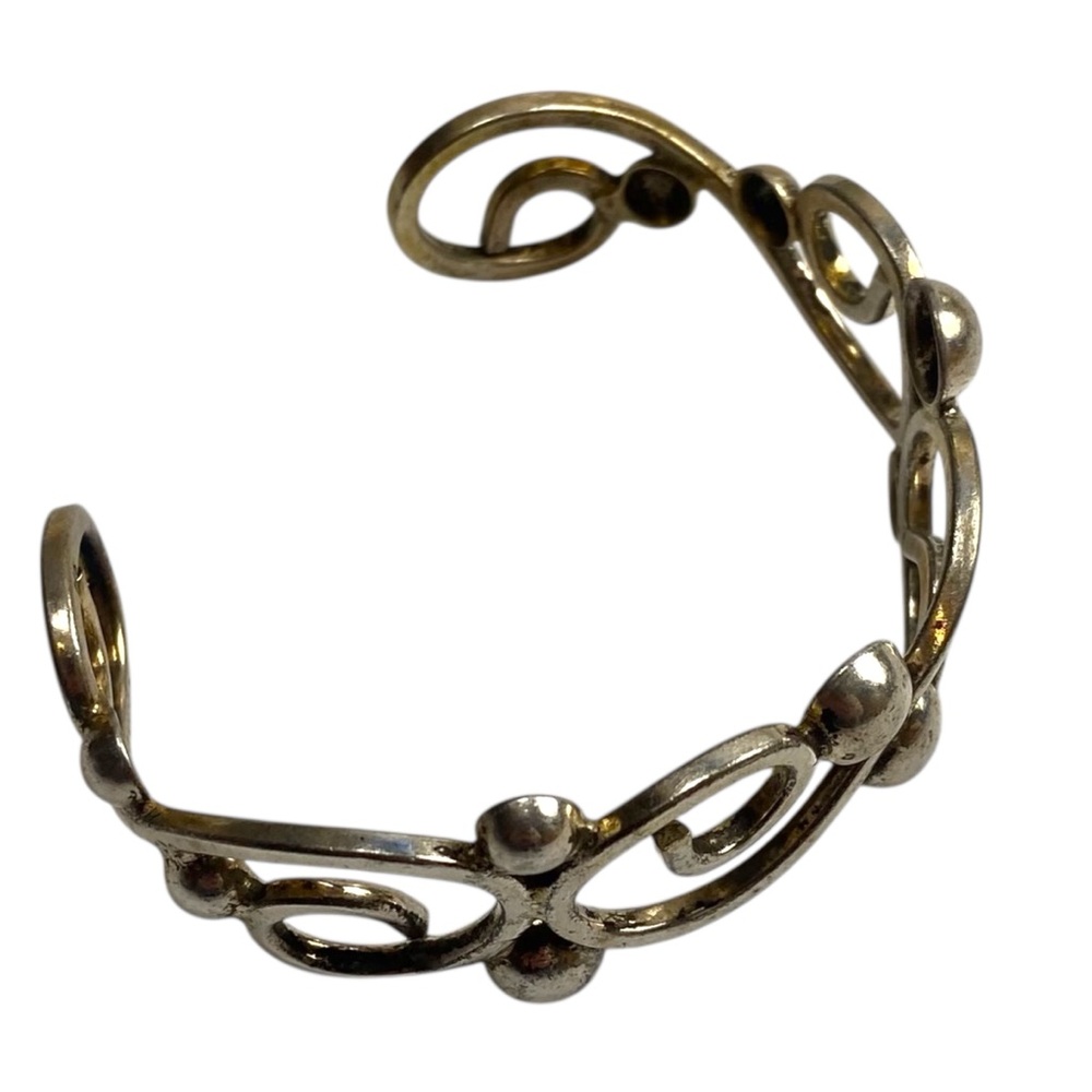 Sterling Silver Cuff Bracelet Scrollwork Mexico 925 - Picture 5 of 10